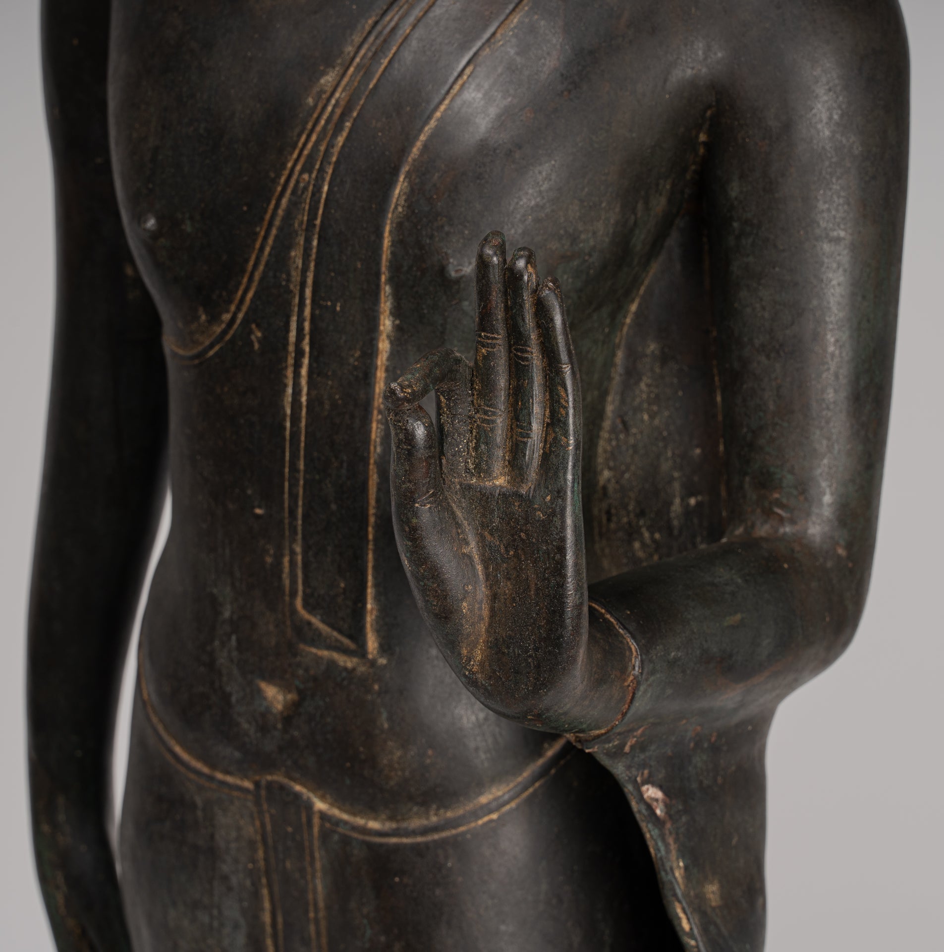 Antique stile tailandese Chiang Rugger Bronze Protection Statue Buddha - 150 cm/60 "