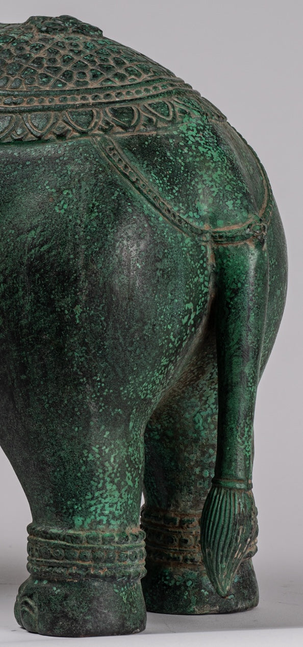 Antique Khmer Style Bronze in piedi statua di elefante - 38 cm/15 "di altezza