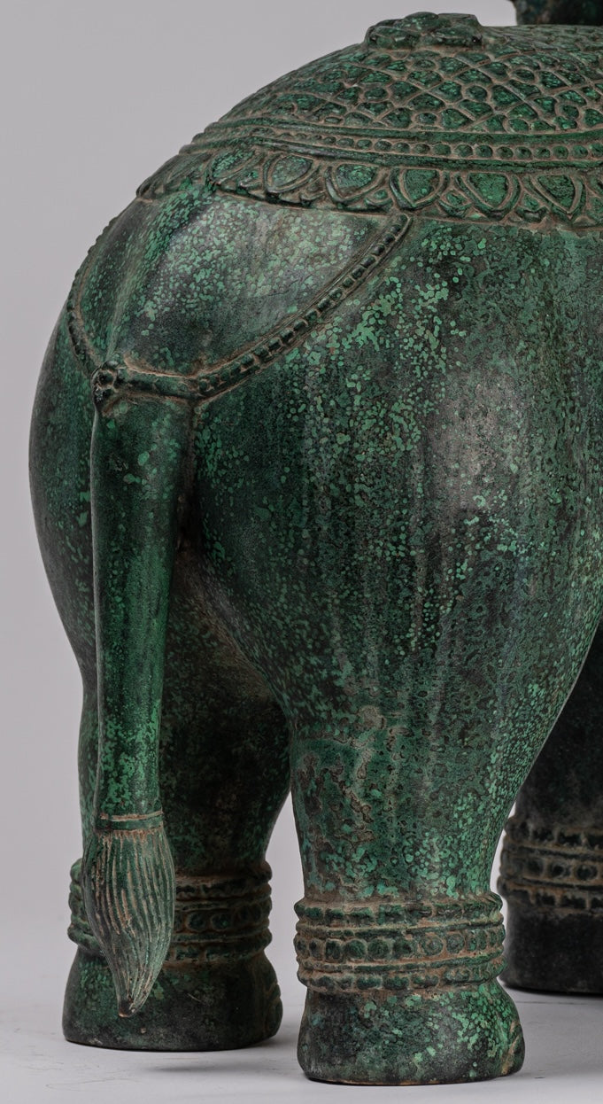 Antique Khmer Style Bronze in piedi statua di elefante - 38 cm/15 "di altezza