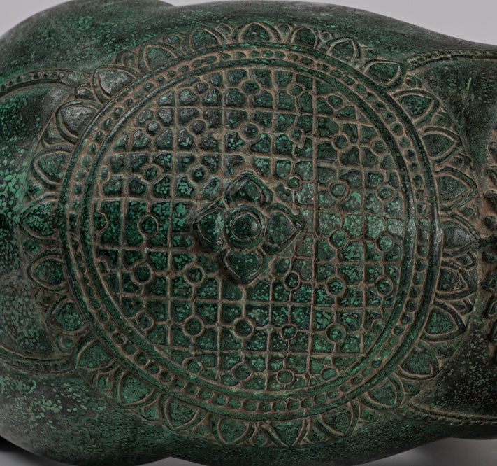 Antique Khmer Style Bronze in piedi statua di elefante - 38 cm/15 "di altezza