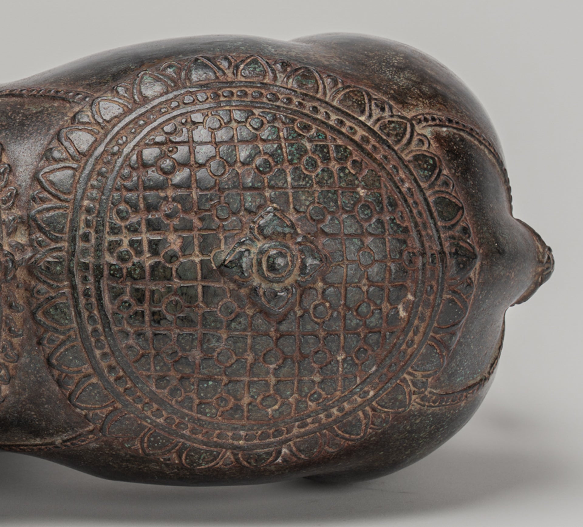 Elephant - Antique Khmer Style Bronze Standing Trumpeting Elephant Statue - 38cm/15" Tall