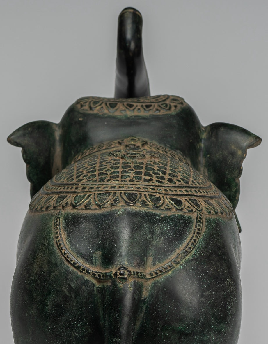 Estatua de elefante de trompetación de bronce de estilo jemer antiguo - 38 cm/15 "de alto