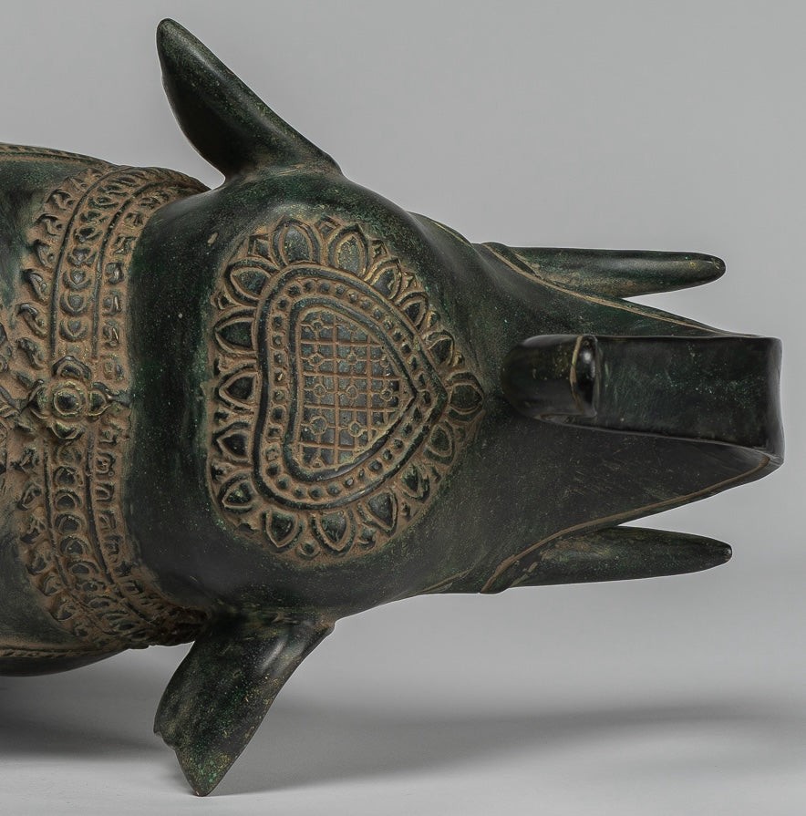 Estatua de elefante de trompetación de bronce de estilo jemer antiguo - 38 cm/15 "de alto