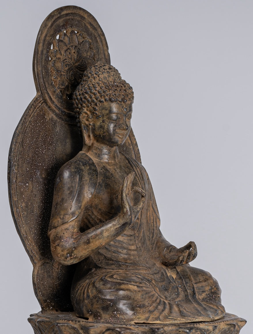 Statue Buddha - Antique in stile giapponese seduto Insegnamento Buddha Statue - 38 cm/15 "