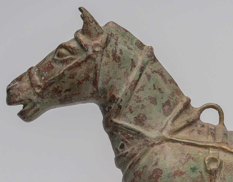 Estatua de caballos - Caballo de bronce de pie de estilo chino antiguo - 39 cm/16 "de alto