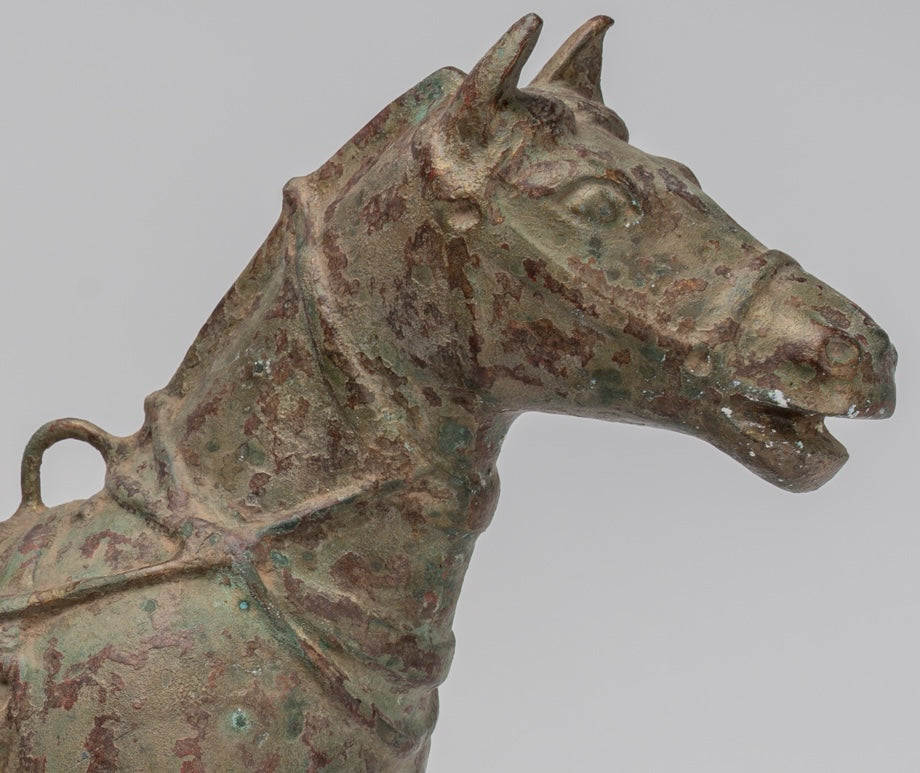 Estatua de caballos - Caballo de bronce de pie de estilo chino antiguo - 39 cm/16 "de alto