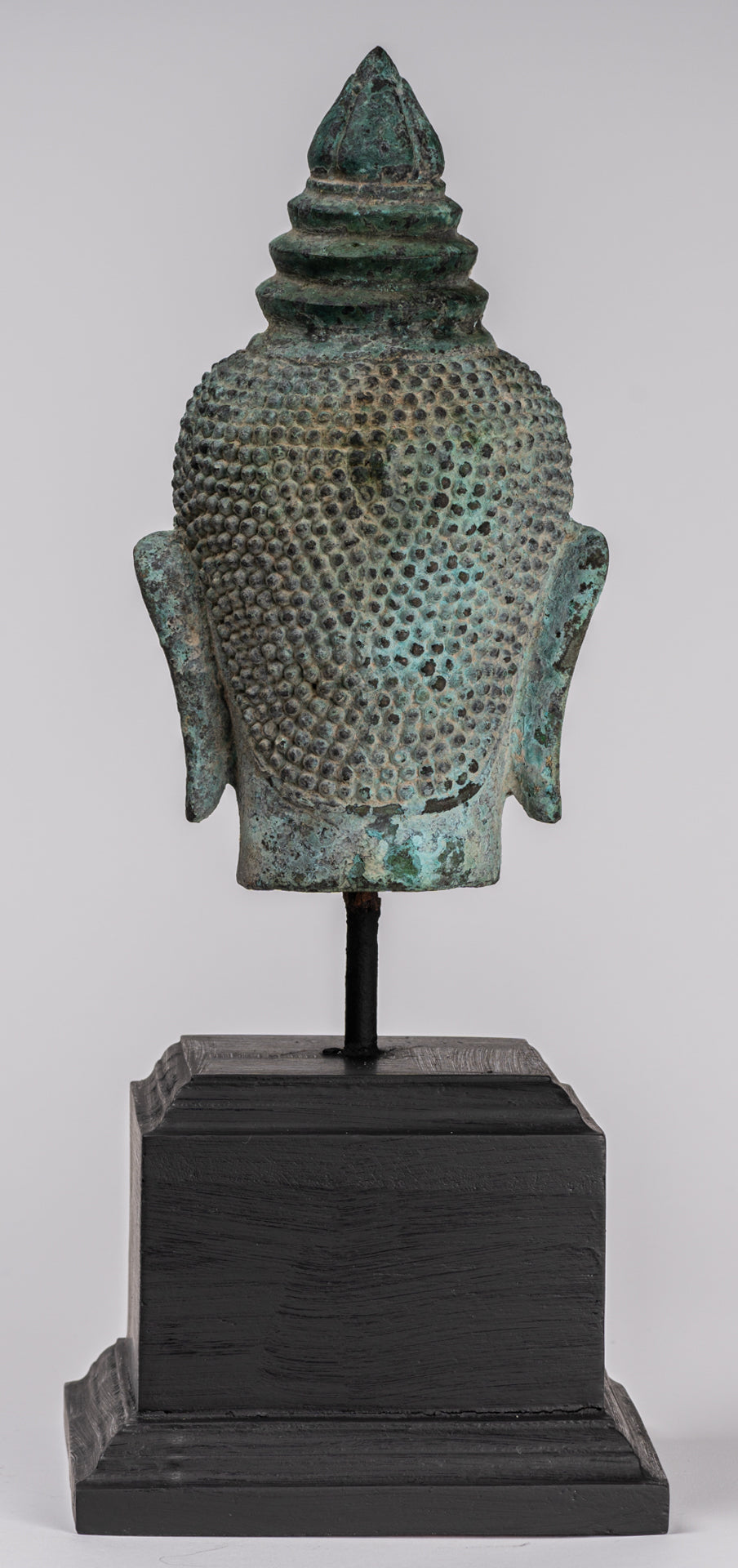 Buddha Statue - Antique Khmer Style Bronze Lotus Flower Buddha Head - 37cm/15"