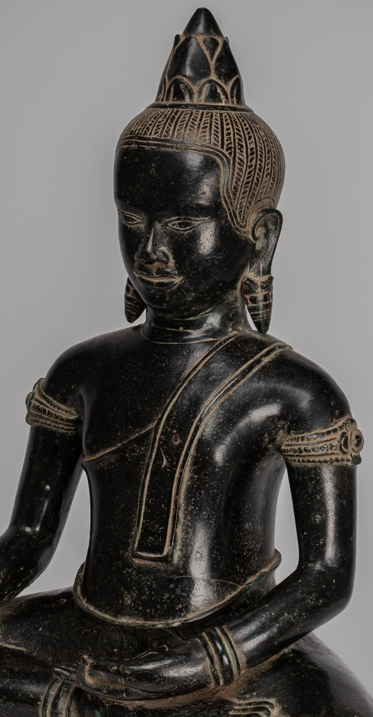 Statua Buddha - Antique Khmer in stile Bronzo illuminazione Bayon Buddha Statua - 57cm/23 "