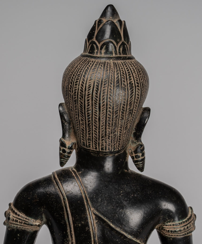 Statua Buddha - Antique Khmer in stile Bronzo illuminazione Bayon Buddha Statua - 57cm/23 "