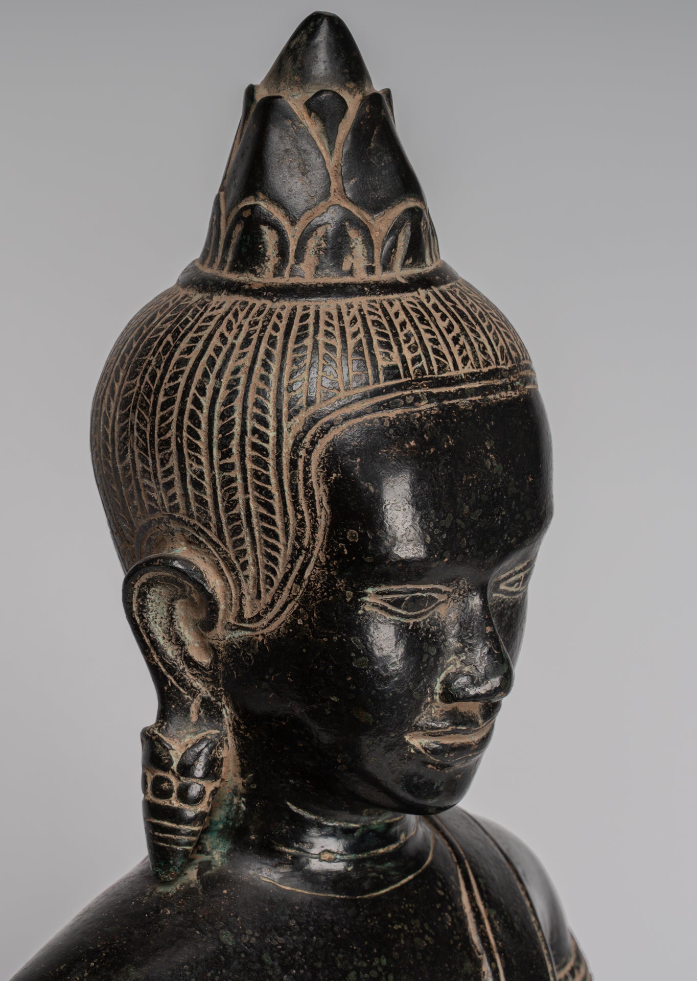 Statua Buddha - Antique Khmer in stile Bronzo illuminazione Bayon Buddha Statua - 57cm/23 "