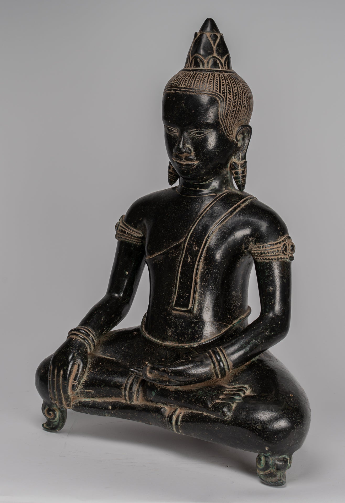 Statua Buddha - Antique Khmer in stile Bronzo illuminazione Bayon Buddha Statua - 57cm/23 "