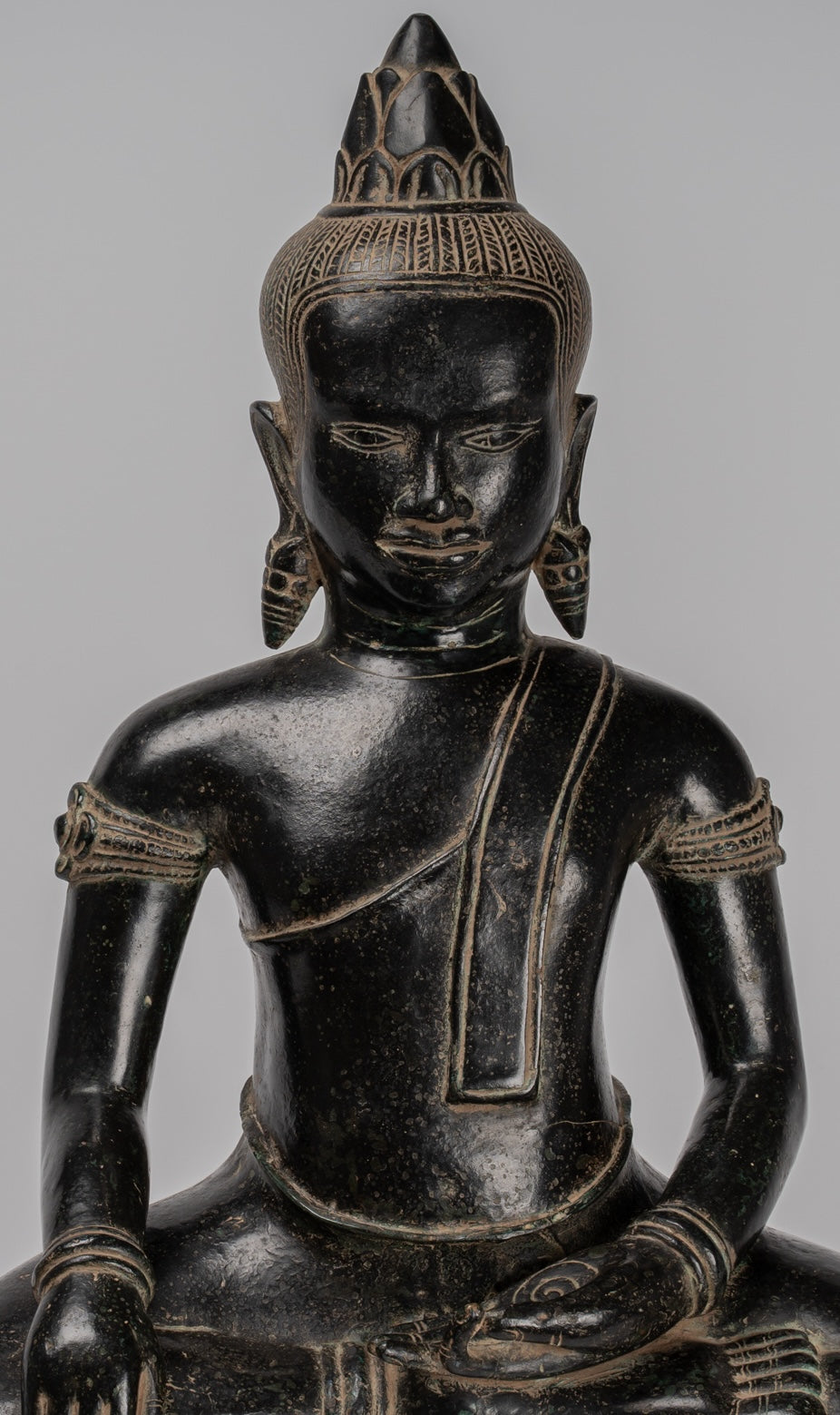 Statua Buddha - Antique Khmer in stile Bronzo illuminazione Bayon Buddha Statua - 57cm/23 "