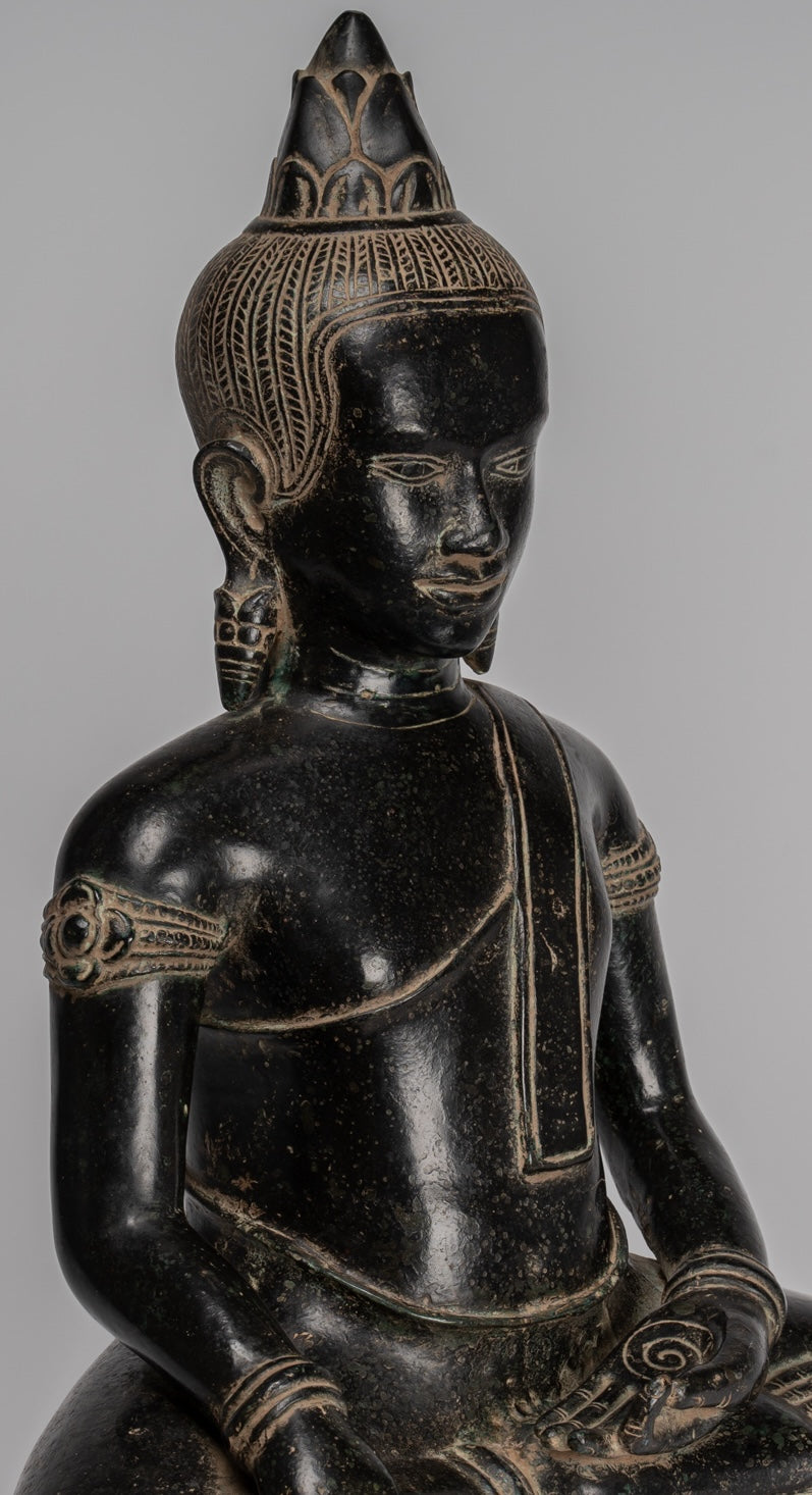 Statua Buddha - Antique Khmer in stile Bronzo illuminazione Bayon Buddha Statua - 57cm/23 "