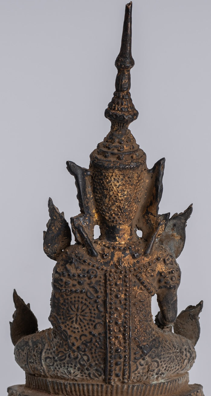 Statue di Buddha - Antique Thai Thai Bronze Rattanakosin Enlightenment Statua Buddha - 21 cm/8 "