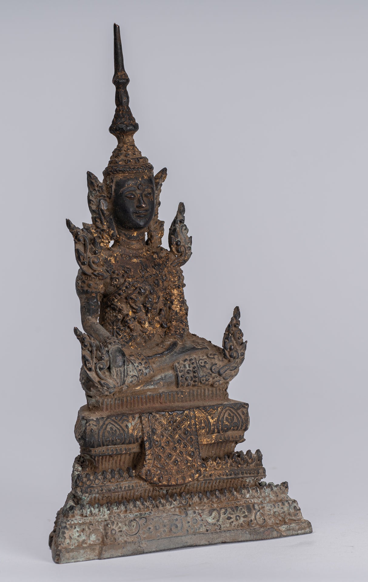 Statue di Buddha - Antique Thai Thai Bronze Rattanakosin Enlightenment Statua Buddha - 21 cm/8 "