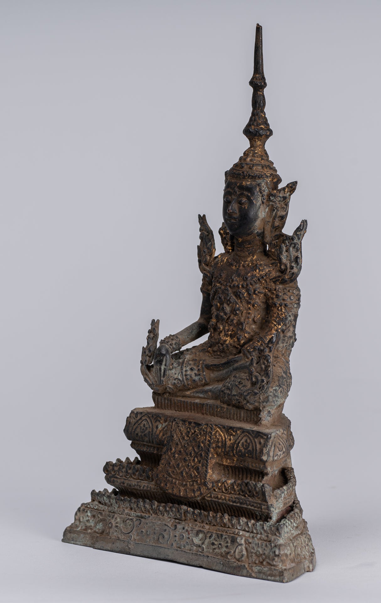 Statue di Buddha - Antique Thai Thai Bronze Rattanakosin Enlightenment Statua Buddha - 21 cm/8 "