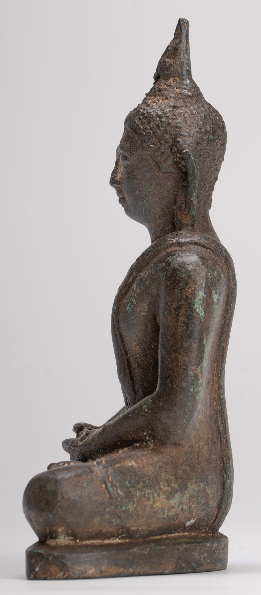 Buddha Sculpture - Antique Thai Style Bronze Seated Sukhothai Meditation Buddha Statue - 15.5cm/6"