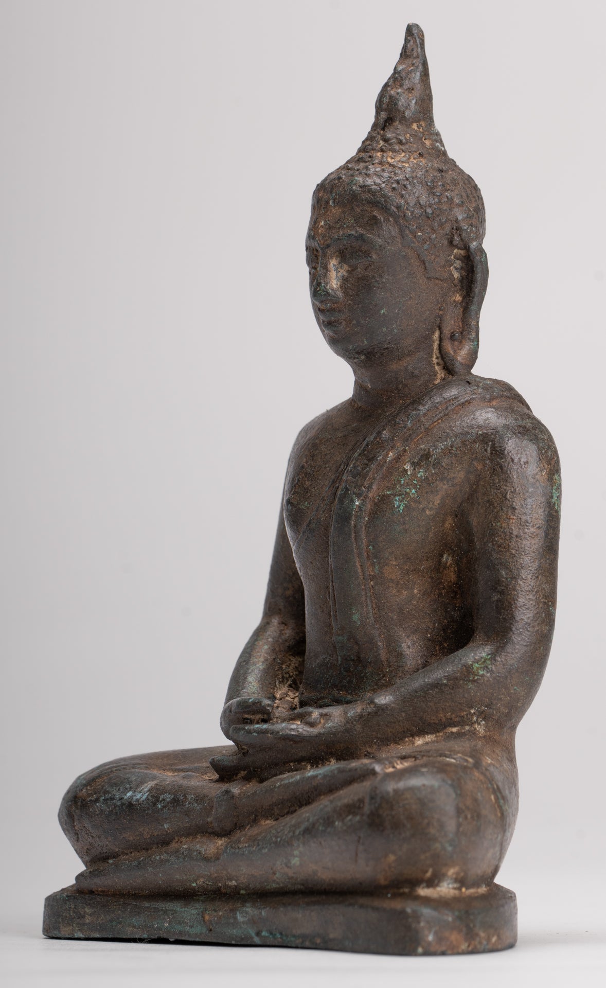 Buddha Sculpture - Antique Thai Style Bronze Seated Sukhothai Meditation Buddha Statue - 15.5cm/6"
