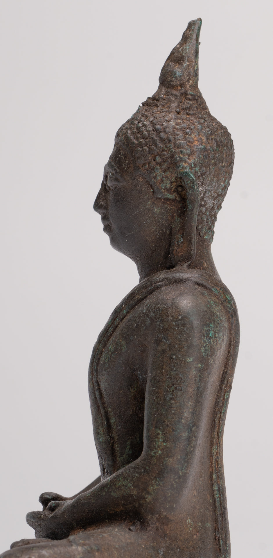 Buddha Sculpture - Antique Thai Style Bronze Seated Sukhothai Meditation Buddha Statue - 15cm/6"