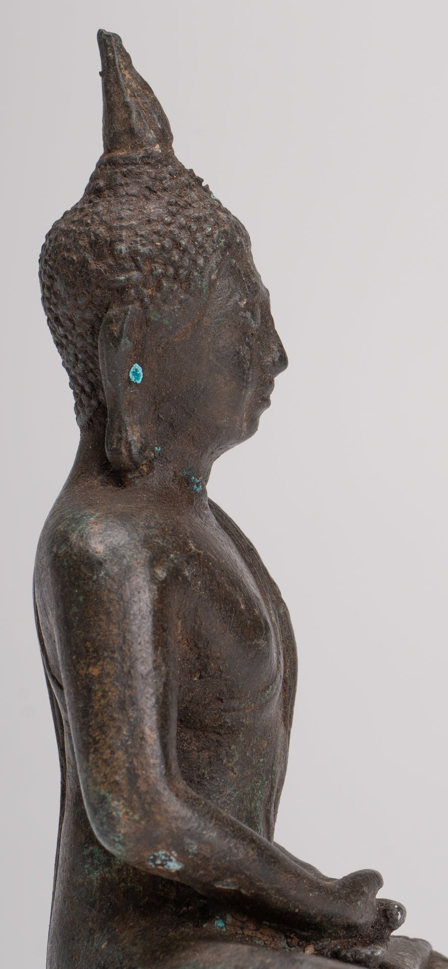 Buddha Sculpture - Antique Thai Style Bronze Seated Sukhothai Meditation Buddha Statue - 15cm/6"