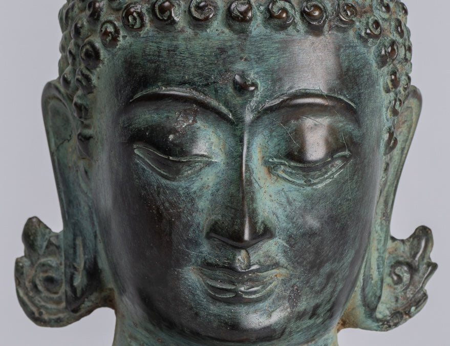 Statue Buddha - Antique Statue Buddha in bronzo in bronzo giavanese - 20 cm/8 "