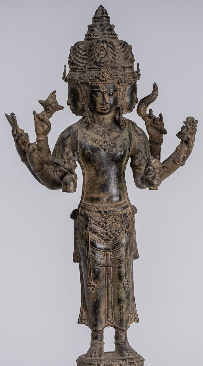 Statua Brahma - Antique stile indonesiano Majapahit in piedi Bronzo Brahma Statua - 50 cm/20 "