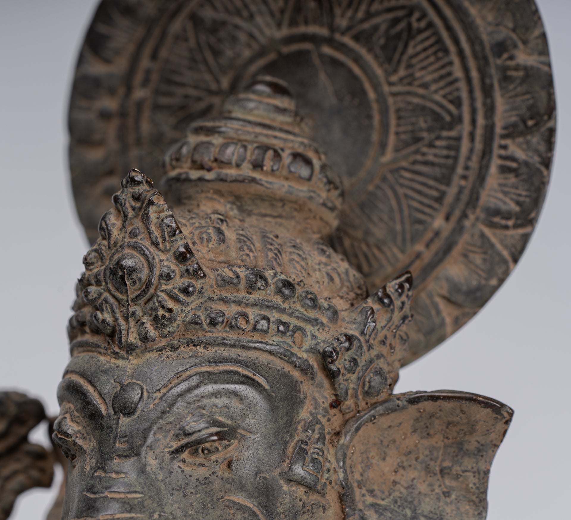 Ganesha Statue - Antique Javanese Style Bronze Dancing Indonesian Ganesha Statue - 47cm/19"