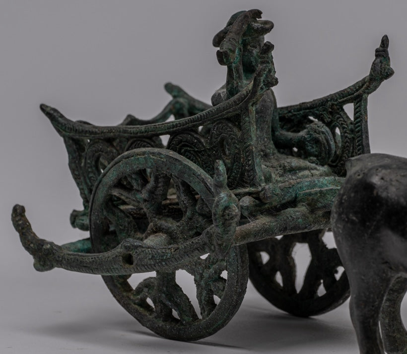 Statue del carrello di bue - Statua del carrello bronzo di bronzo in stile bronzo antico - 24 cm/10 "