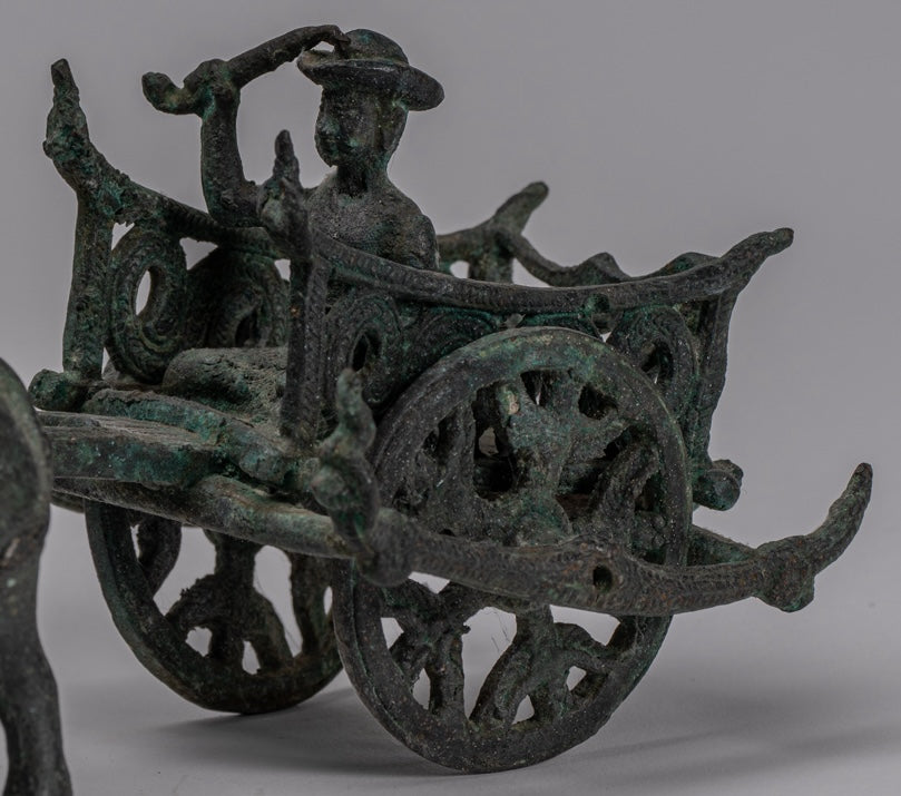 Statue del carrello di bue - Statua del carrello bronzo di bronzo in stile bronzo antico - 24 cm/10 "