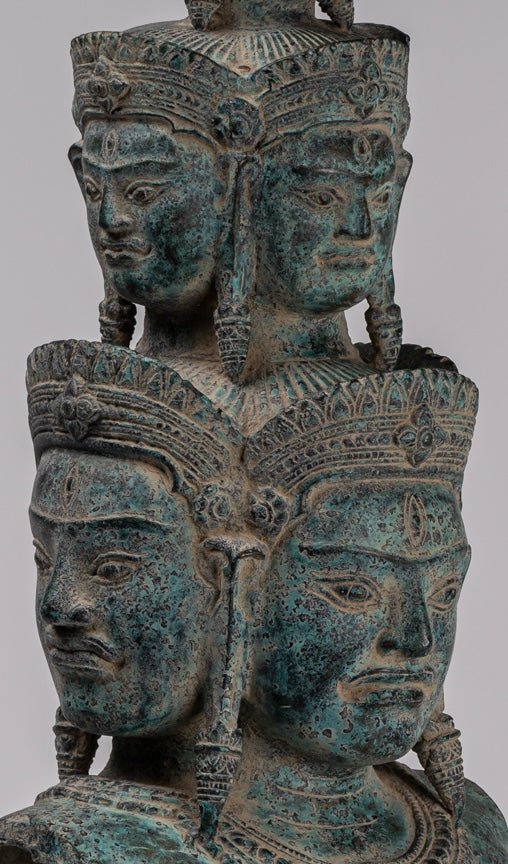 Antique Baphuon Style Mounted Bronze Hevajra Statue - 59cm/24" Tall