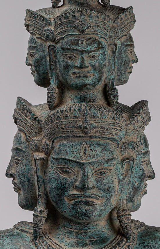 Antique Baphuon Style Mounted Bronze Hevajra Statue - 59cm/24" Tall