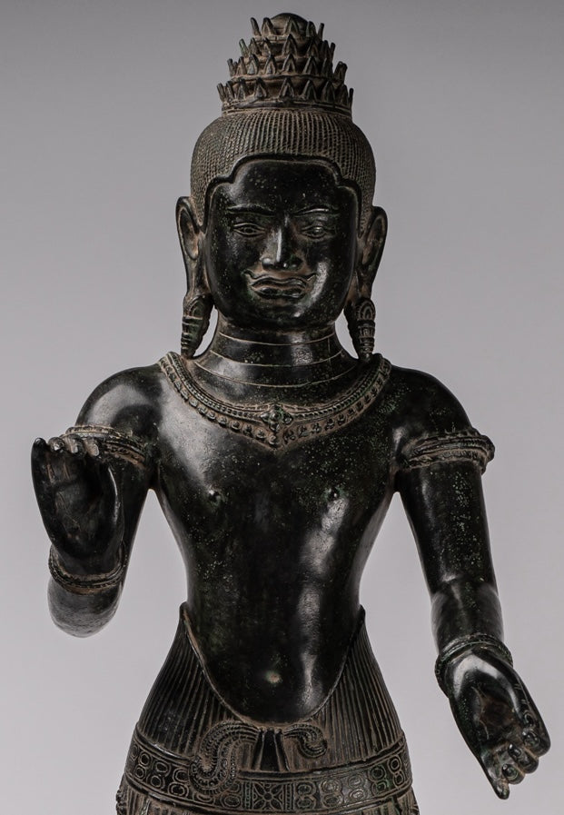 Estatua de Vishnu - antiguo estilo de bronce de estilo rup de pie Khmer Vishnu - 84cm / 34 "