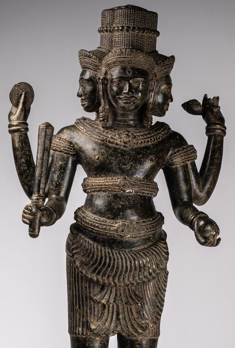 Statua Brahma - Antique Khmer Style Koh Ker in piedi Bronzo Brahma - Creazione di Dio indù - 94 cm/38 "