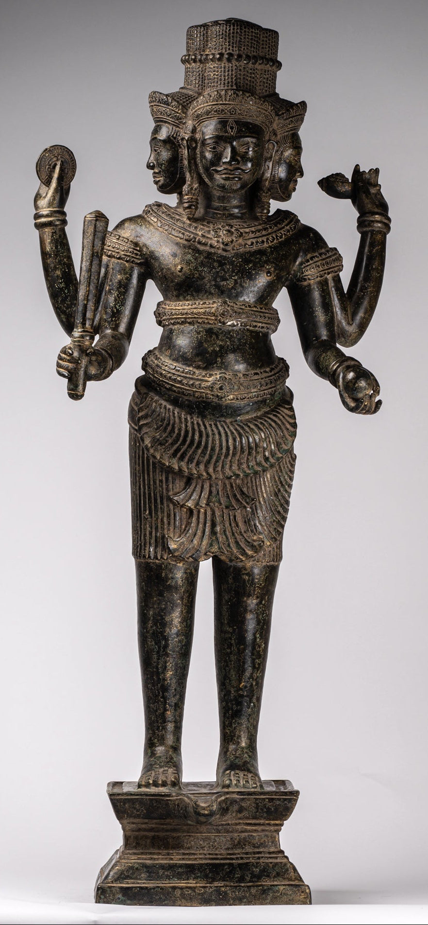 Estatua de Brahma - Estilo antiguo Khmer Koh Ker de pie Bronce Brahma - Creación de Dios Hindú - 94cm/38 "