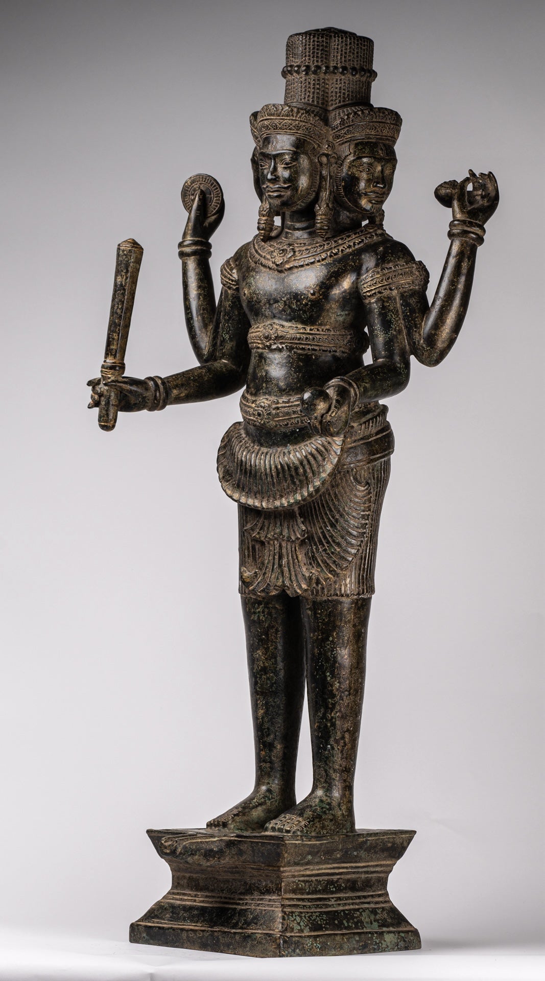 Statua Brahma - Antique Khmer Style Koh Ker in piedi Bronzo Brahma - Creazione di Dio indù - 94 cm/38 "