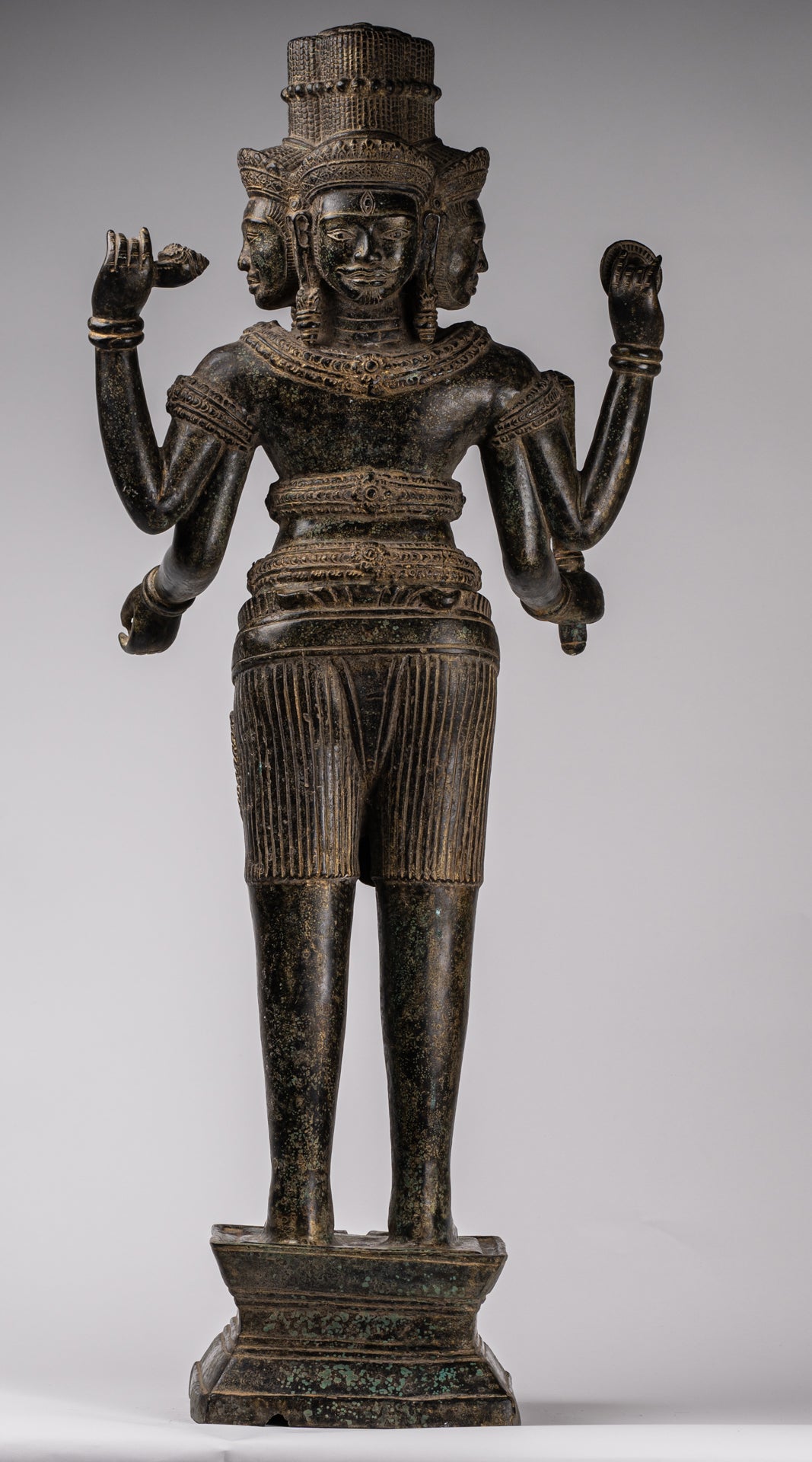 Statua Brahma - Antique Khmer Style Koh Ker in piedi Bronzo Brahma - Creazione di Dio indù - 94 cm/38 "