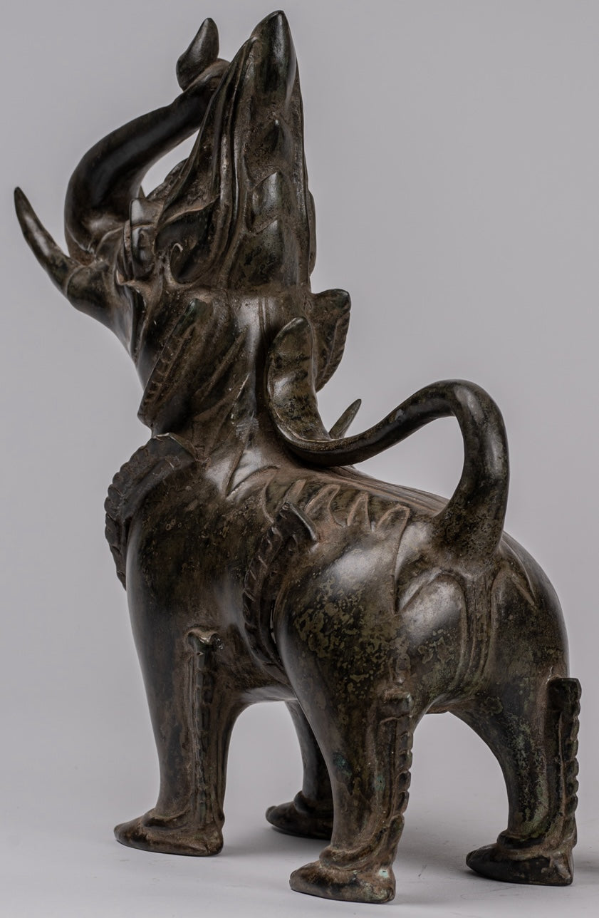 Bronzo di bronzo BRONZE BERMESE antico Lions (coppia) - 29 cm/12 "