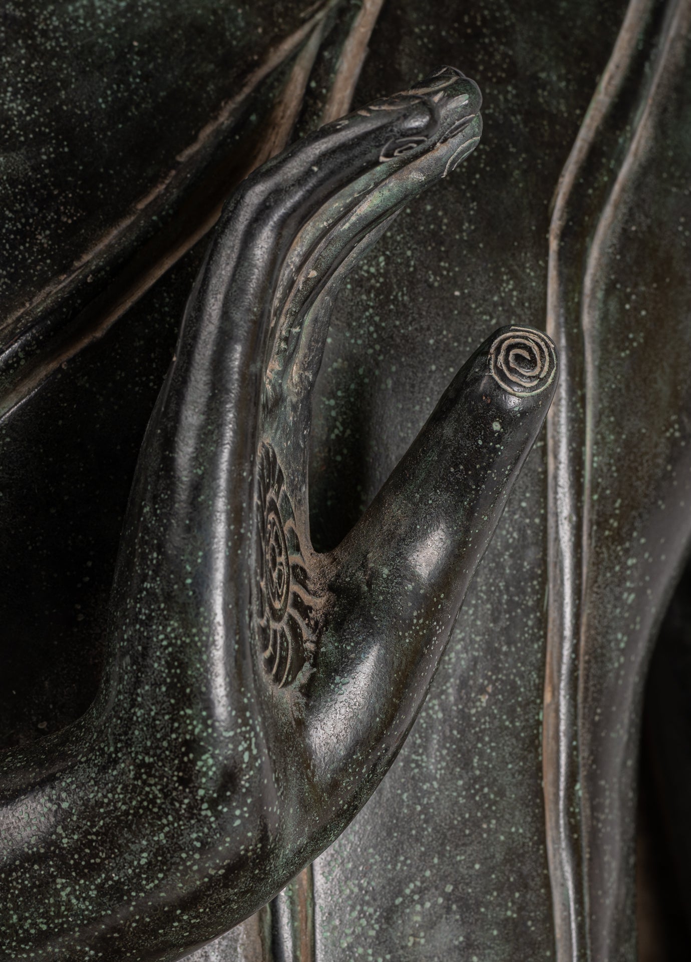 Buddha - Antique Khmer Style Bronze Enthroned Teaching Buddha Statue - 95cm/38"