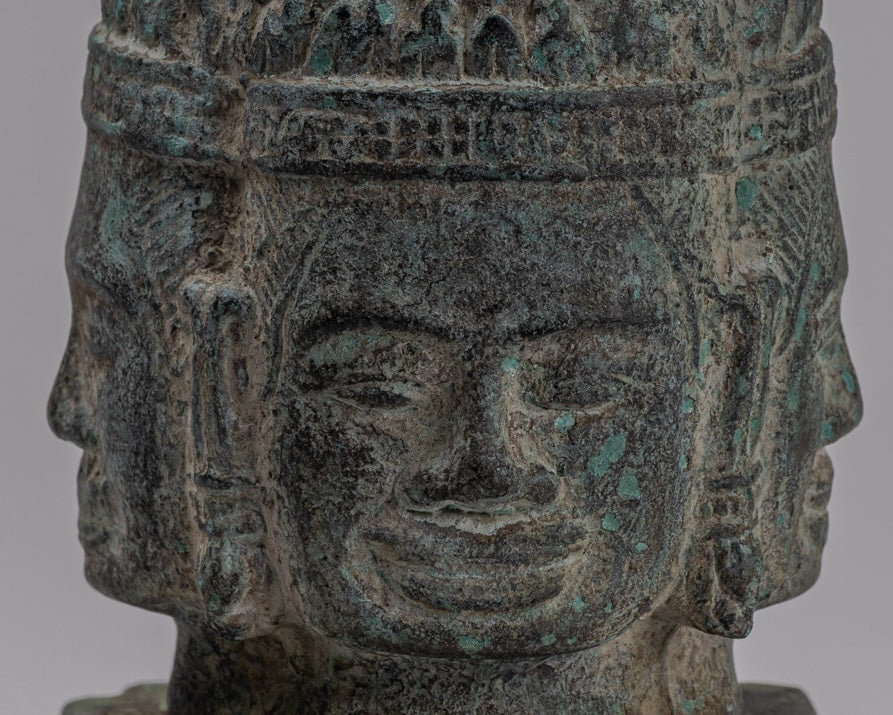 Brahma Statue - Antique Khmer in stile Bayon Brahma Tower o Stupa- 19cm/8 "