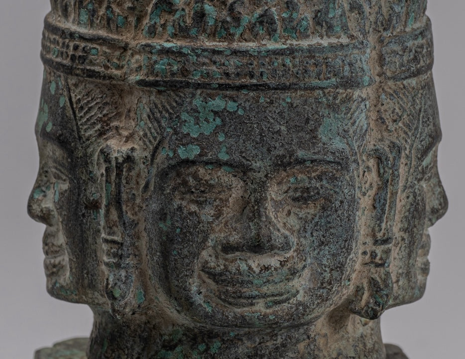 Brahma Statue - Antique Khmer in stile Bayon Brahma Tower o Stupa- 19cm/8 "