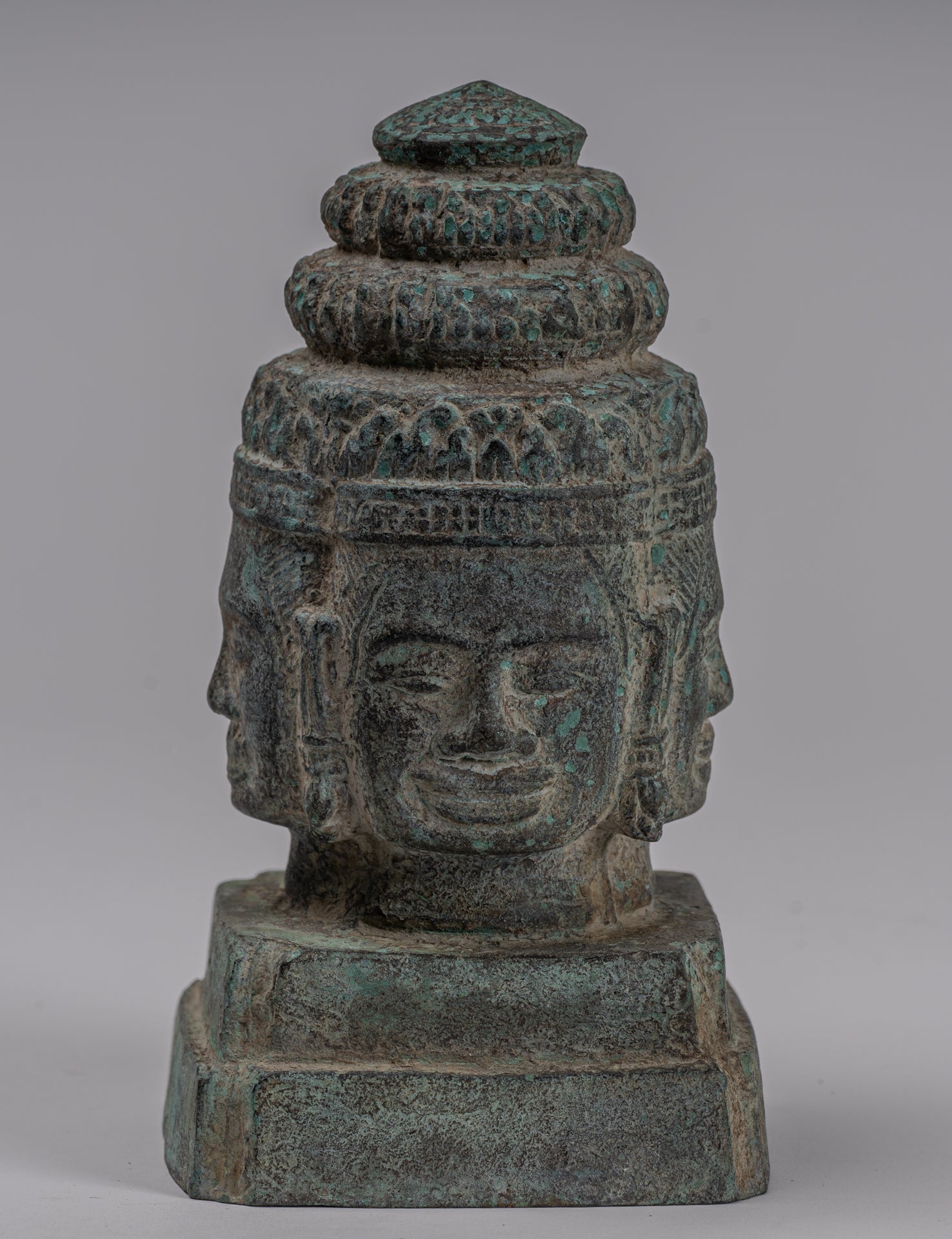 Brahma Statue - Antique Khmer in stile Bayon Brahma Tower o Stupa- 19cm/8 "