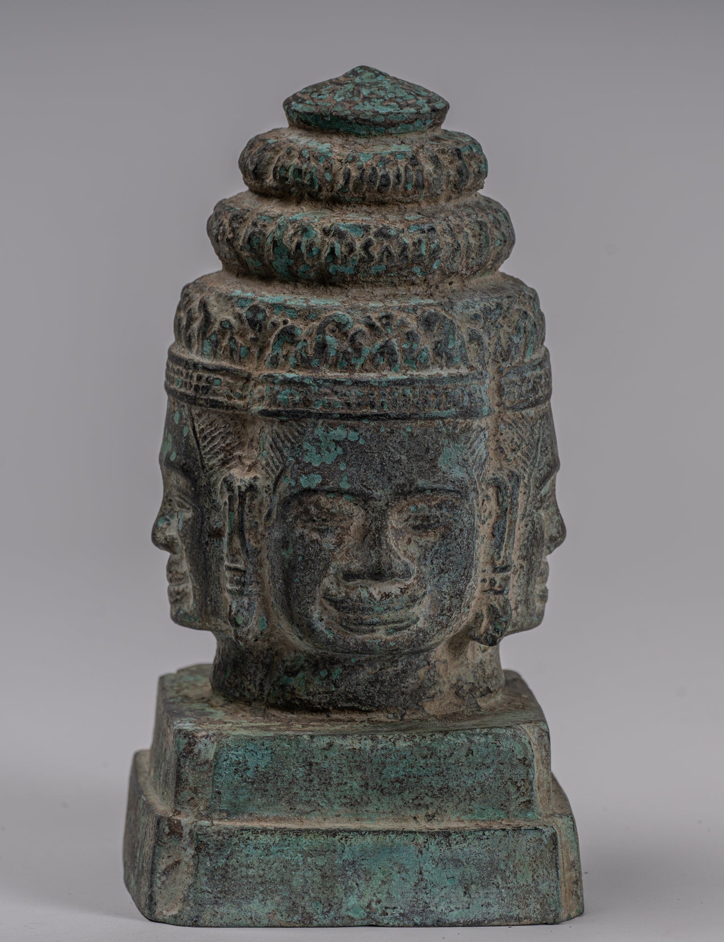 Brahma Statue - Antique Khmer in stile Bayon Brahma Tower o Stupa- 19cm/8 "