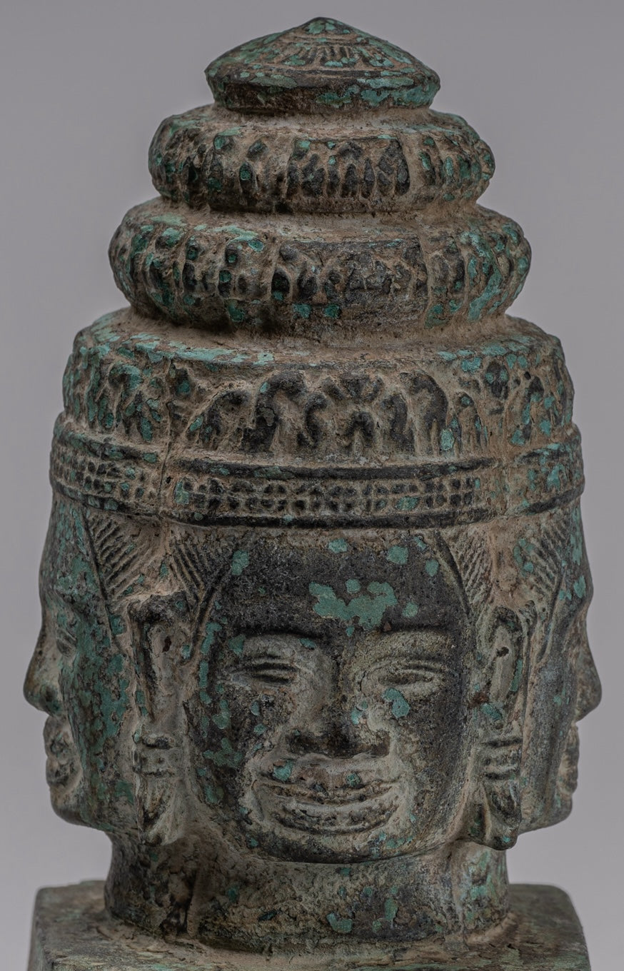 Brahma Statue - Antique Khmer in stile Bayon Brahma Tower o Stupa- 19cm/8 "