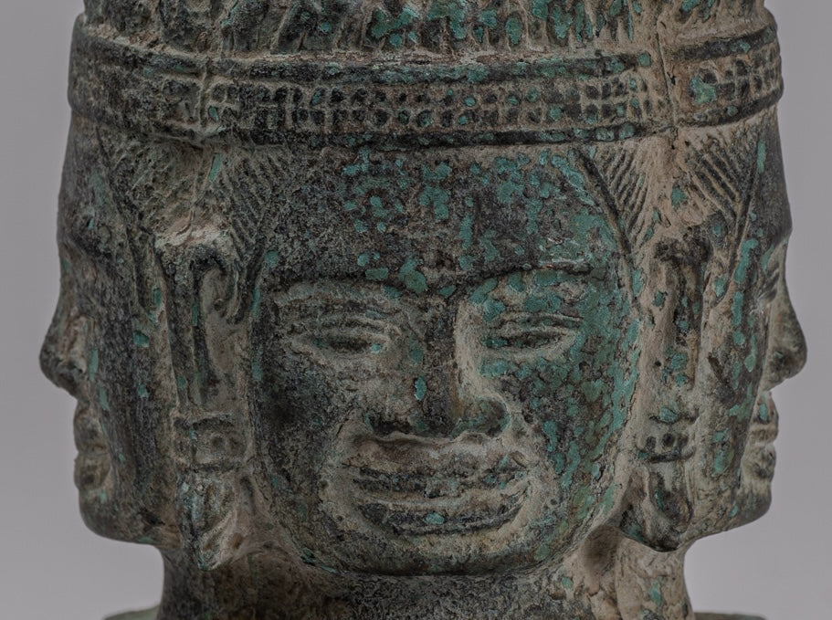 Brahma Statue - Antique Khmer in stile Bayon Brahma Tower o Stupa- 19cm/8 "