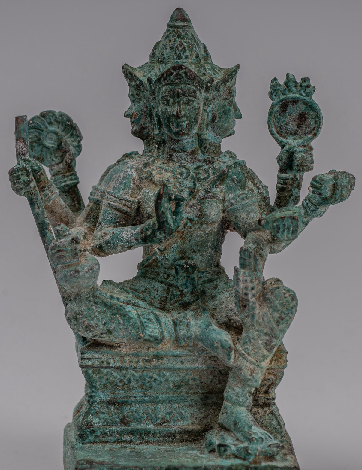 Brahma Statue - Antique Khmer Style Bronze Brahma - Hindu God Creation - 14cm/6"