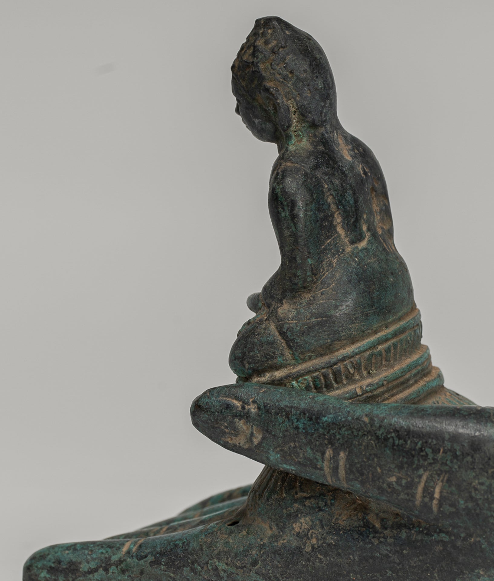 Freestanding Antique Khmer Style Bronze Hand & Buddha - 12cm/5"