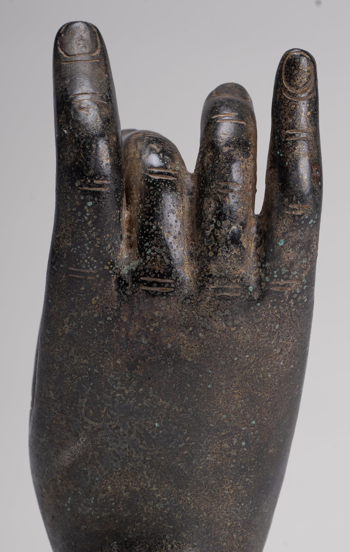 Antique Khmer Style Southeast Asia Bronze Teaching Hand - 22cm/9"