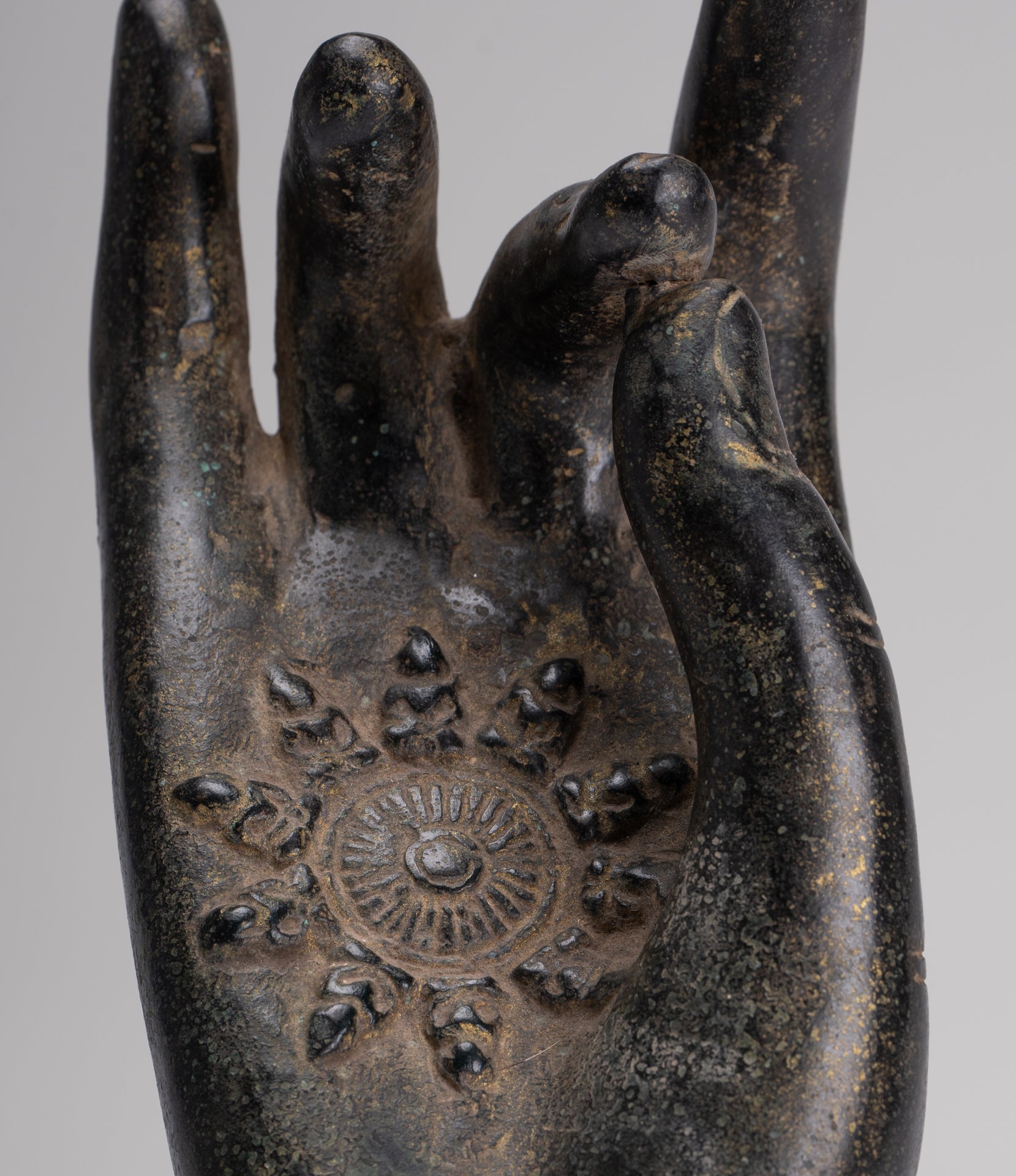 Antique Khmer Style Southeast Asia Bronze Teaching Hand - 22cm/9"