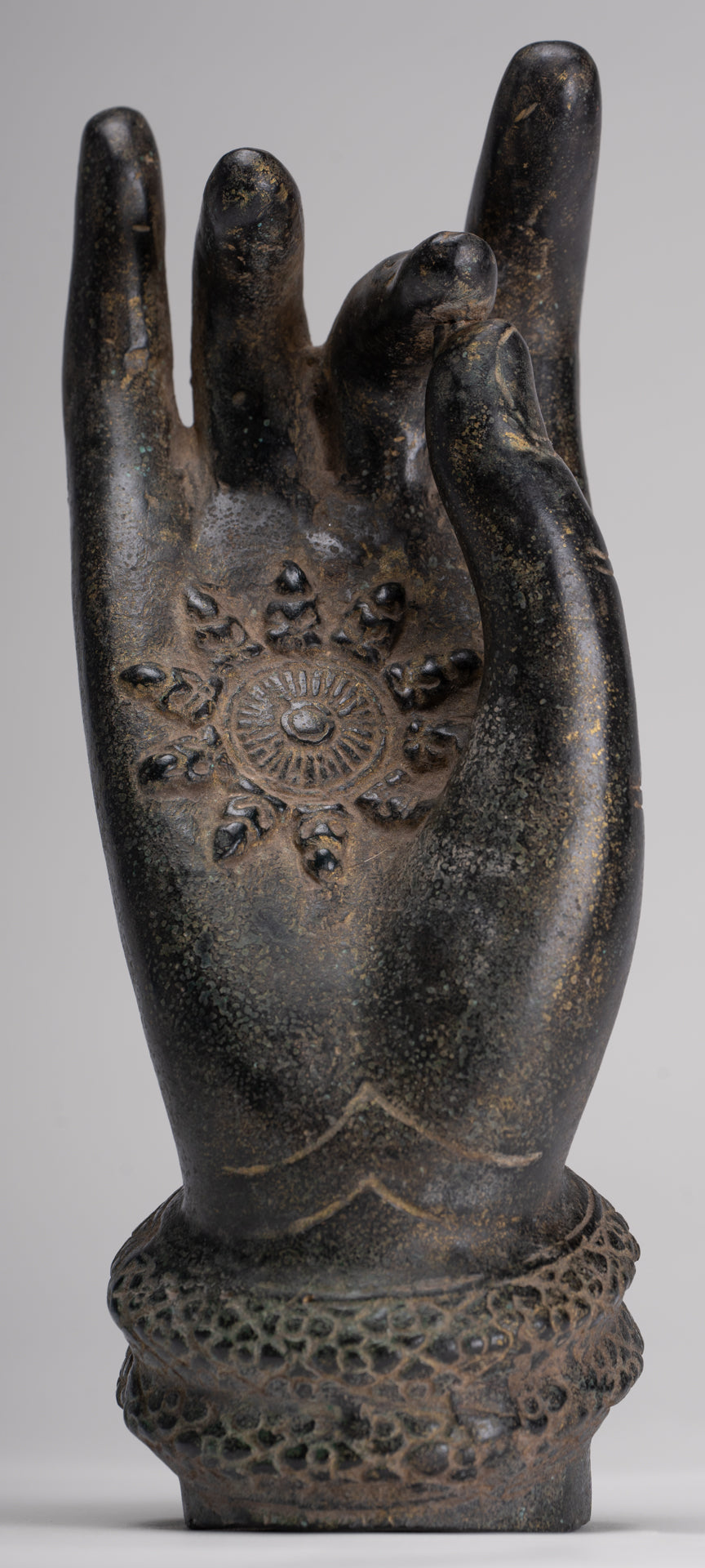 Antique Khmer Style Southeast Asia Bronze Teaching Hand - 22cm/9"