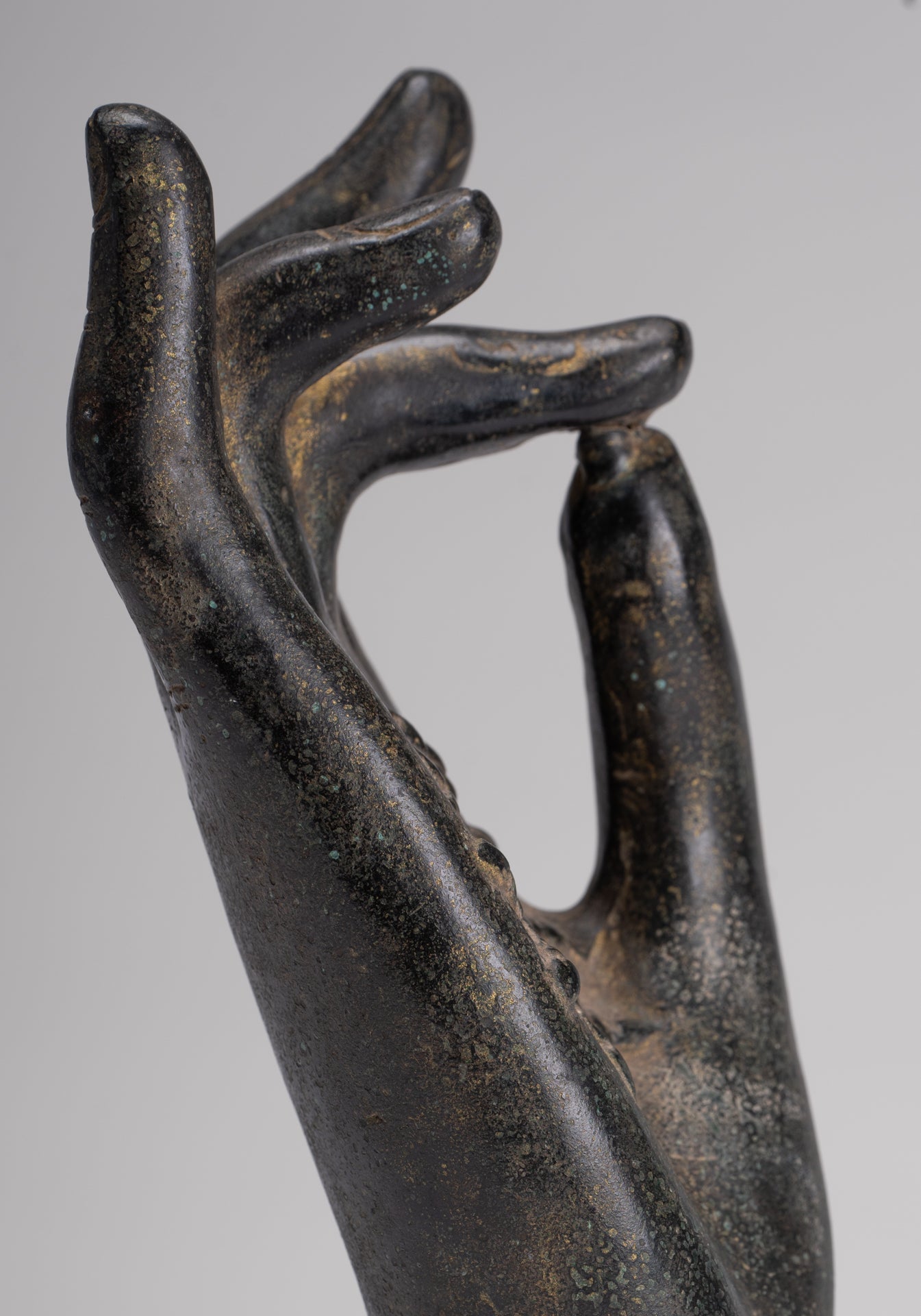 Antique Khmer Style Southeast Asia Bronze Teaching Hand - 22cm/9"